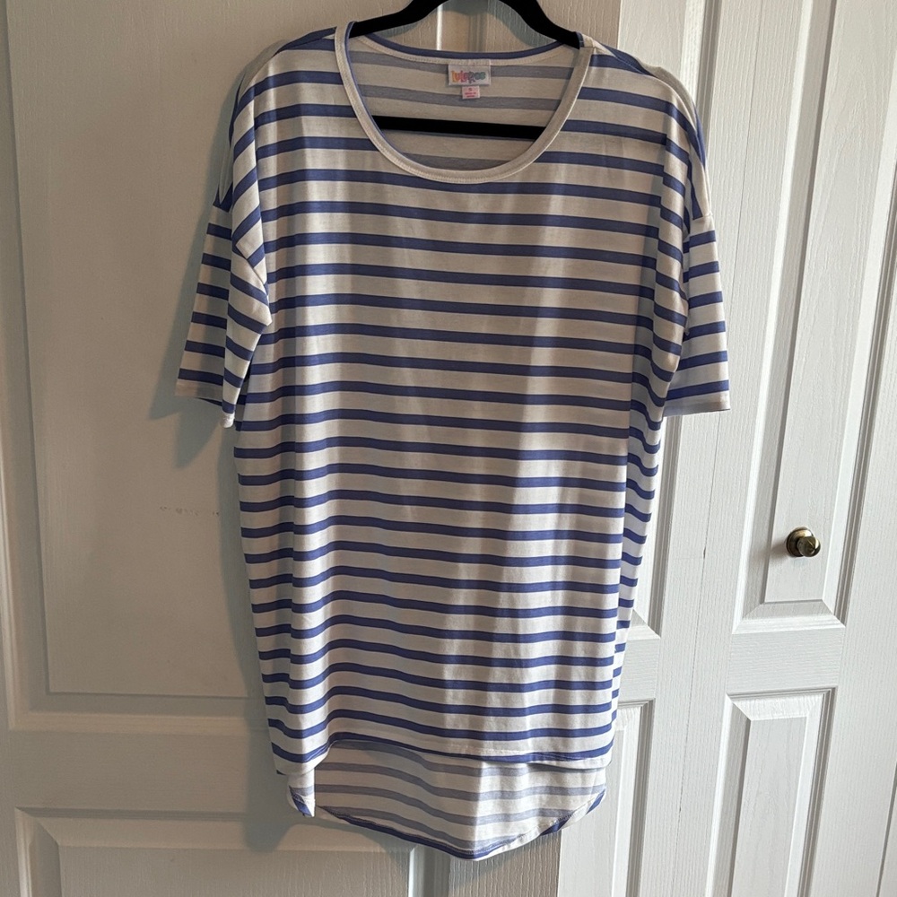 LuLaRoe Irma Blue and White Striped EUC worn once